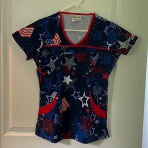 XS Patriotic 4th of July scrub top